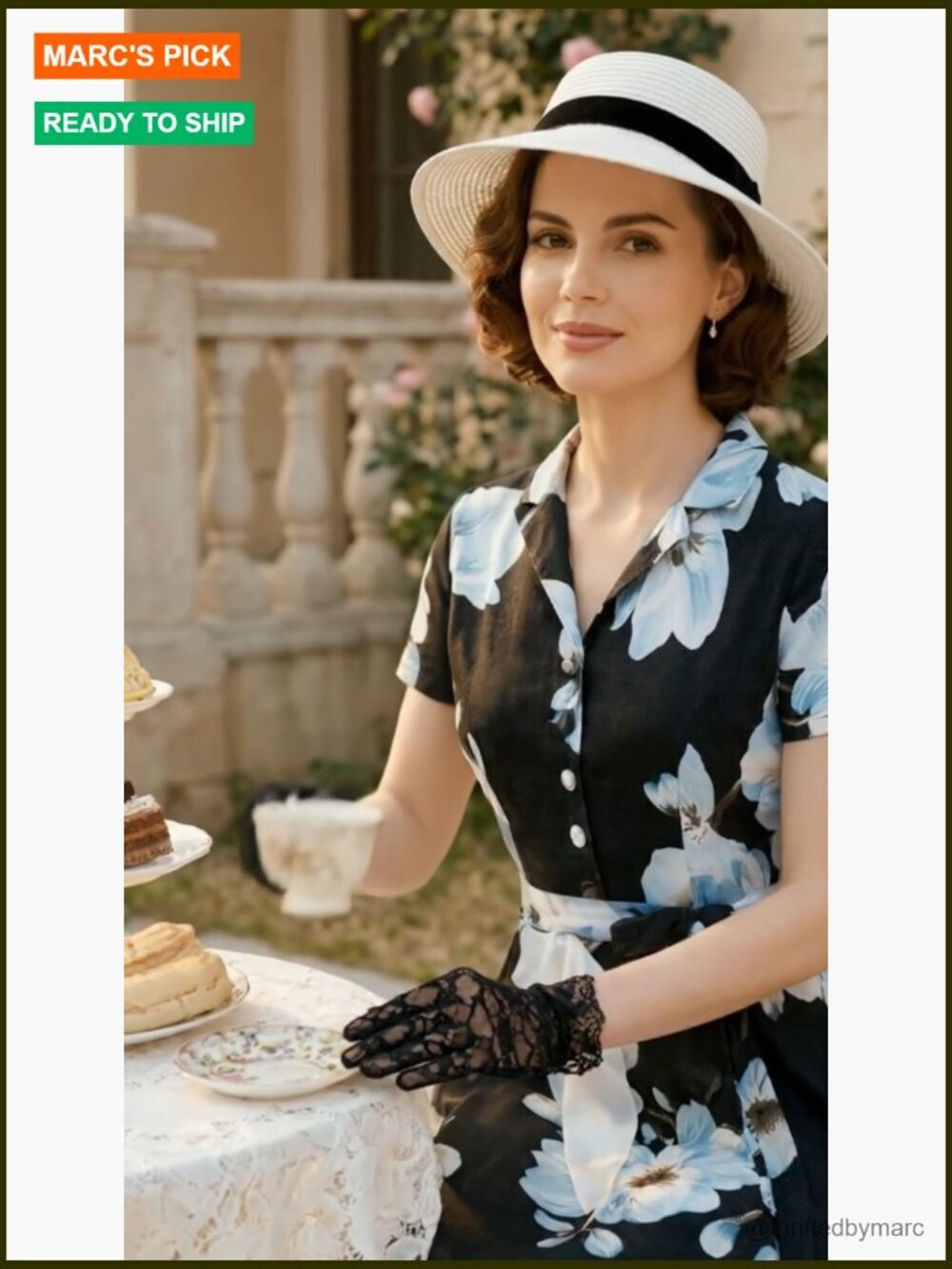 Vintage Tea Dress with Short Sleeves Cocktail Party Work Church Classic Swing - Picture 7 of 7